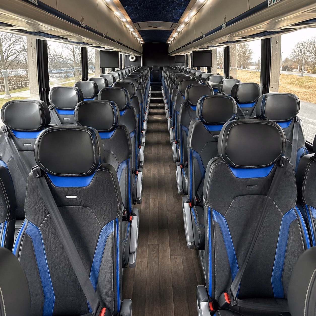 56 passenger charter bus inside